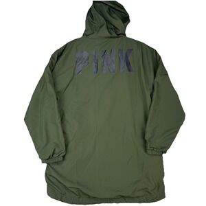 Victoria's‎ Secret PINK Olive Green Longline Parka Jacket Hooded Women's Medium